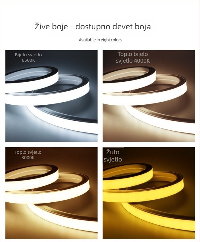 Silikonska LED traka, 24V/12V/220V, fleksibilno vanjsko lineárno osvjetljenje