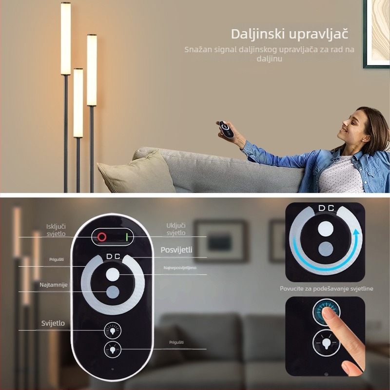 Moderna minimalistična LED stojeća lampa za dnevni boravak, akrilni troglavi dizajn