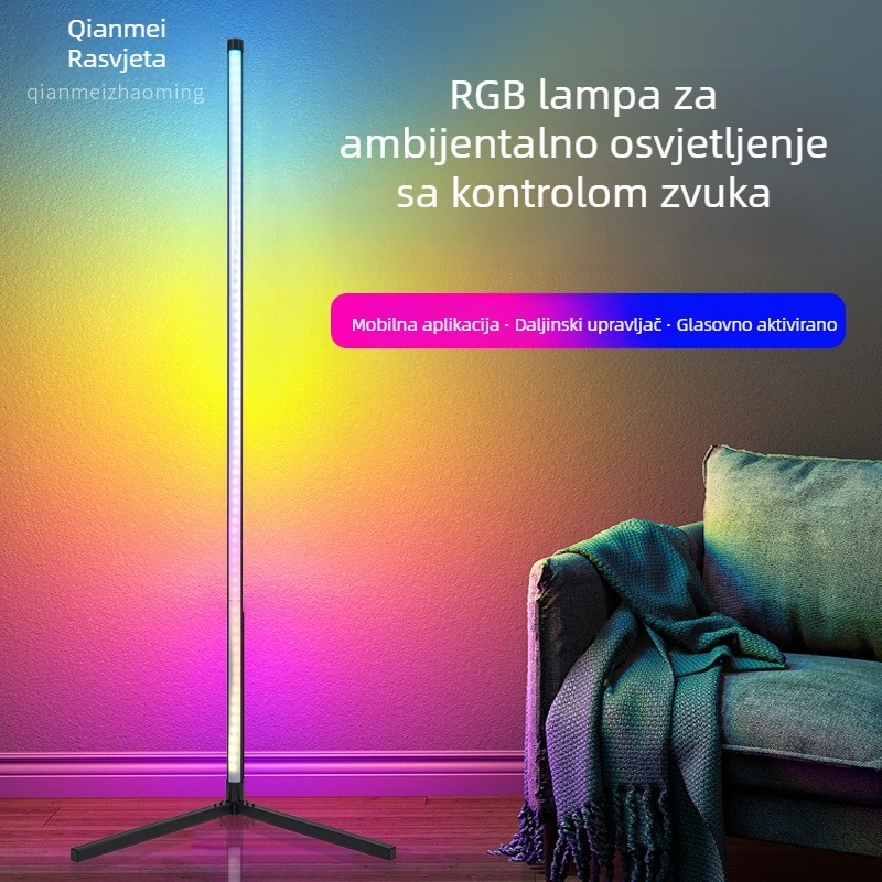 LED podna lampa za ambijent s Bluetooth aplikacijom — pametna kutna lampa RGB, glazbena atmosfera