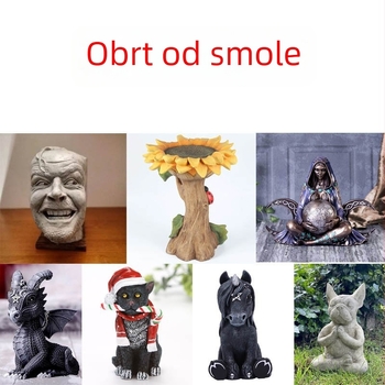 Slon od smole za vrt s dugim nosom i solarnim osvjetljenjem
