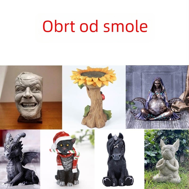 Slon od smole za vrt s dugim nosom i solarnim osvjetljenjem