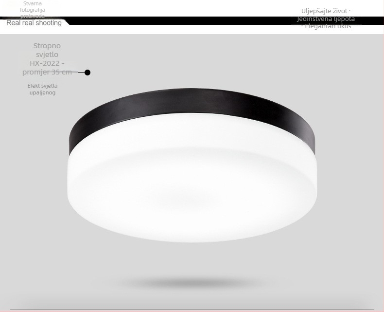 LED okrugla plafonjera za spavaću sobu i radnu sobu, retro-inspiriran minimalistički dizajn