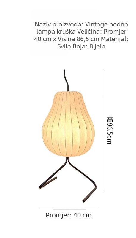 Svjetiljka od svile u obliku kruške - ugodna kutna podna lampa s ambijentalnim noćnim svjetlom, kineski stil