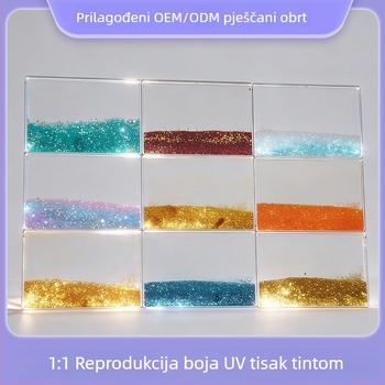 Okvir s tekućim pijeskom, kaligrafijom i pejzažnom slikom – akrilni stolni ukras
