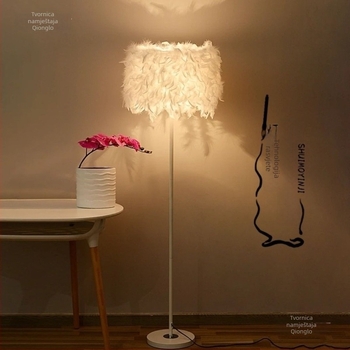 INS kreativna podna lampa s kristalnim perjem za vjenčanje, dnevni boravak, studij i spavaću sobu; noćna stolna lampa za šminkanje i osvjetljenje uživo