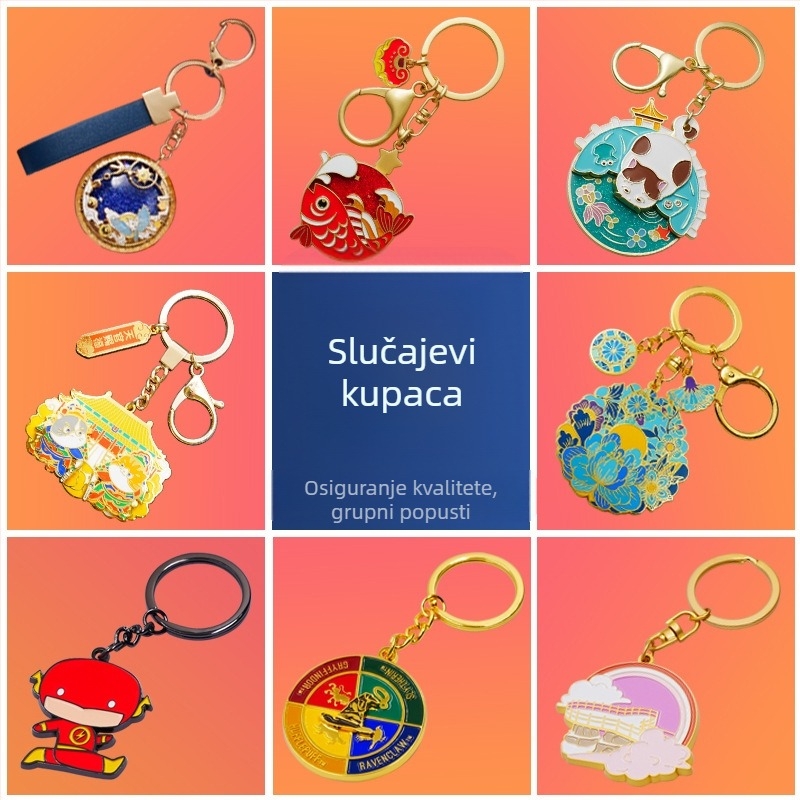 Metalni privjesak za ključeve s karikaturnim dizajnom, prilagođeni emajl završna obrada, kreativni poklon
