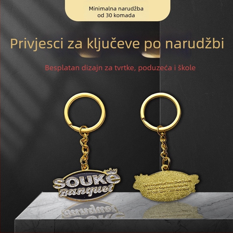Metalni privjesak za ključeve s emajlom i dizajnom crtića, ručna izrada po narudžbi