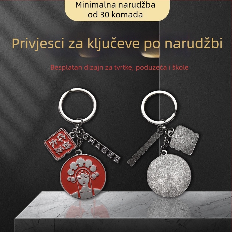 Metalni privjesak za ključeve s emajlom i dizajnom crtića, ručna izrada po narudžbi