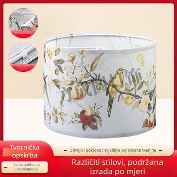 KD platneni abažur za lampu, kineskog umjetničkog stila, otisak žute ptice, tiskano, uklonjivo za podnu ili noćnu lampu