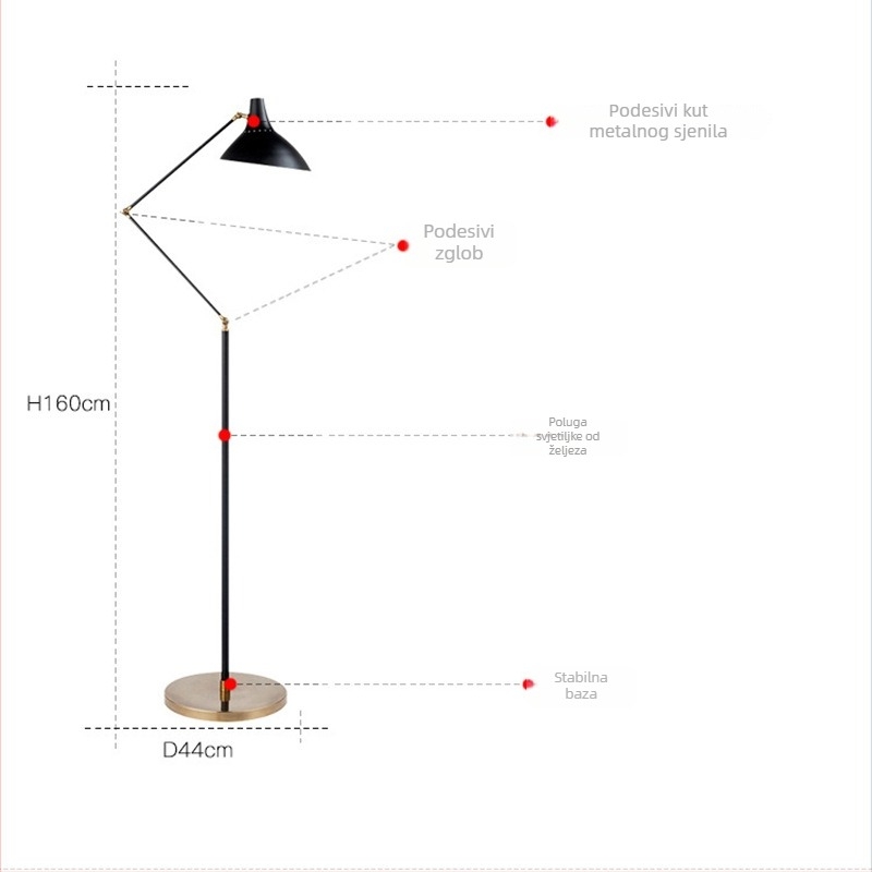 Nova postmoderna minimalistička podna lampa od željeza sa staklenim abažurom za dnevni boravak, spavaću sobu i radnu sobu
