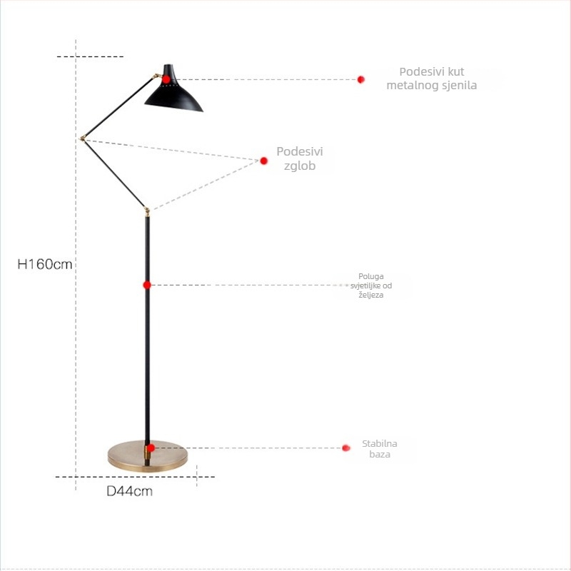 Nova postmoderna minimalistička podna lampa od željeza sa staklenim abažurom za dnevni boravak, spavaću sobu i radnu sobu