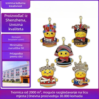 Kovinski privjesak Fuwa, emajliran, karikaturni dizajn, po narudžbi