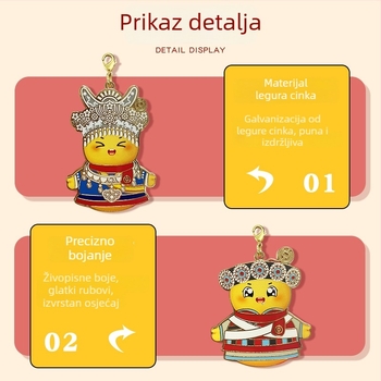 Kovinski privjesak Fuwa, emajliran, karikaturni dizajn, po narudžbi