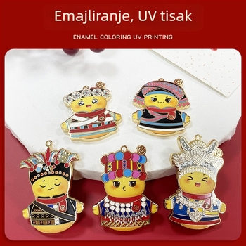 Kovinski privjesak Fuwa, emajliran, karikaturni dizajn, po narudžbi