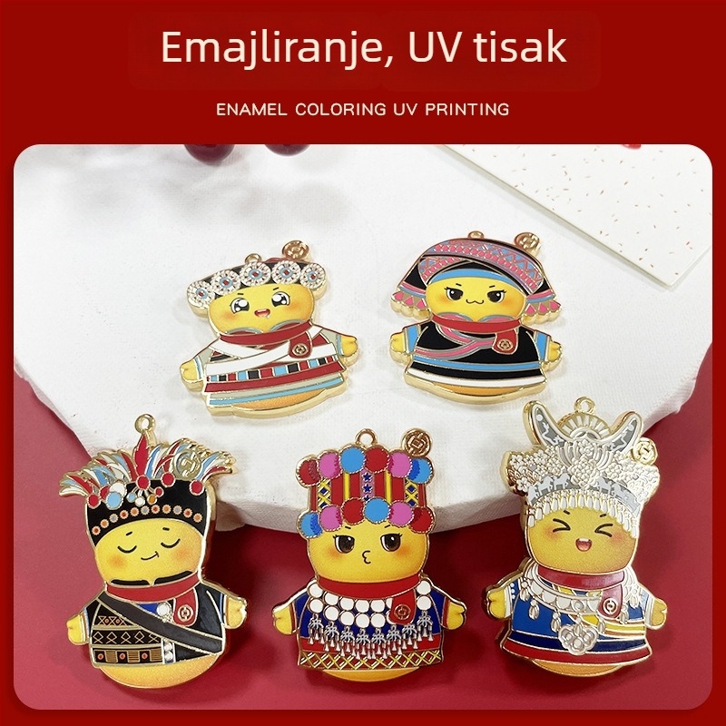 Kovinski privjesak Fuwa, emajliran, karikaturni dizajn, po narudžbi