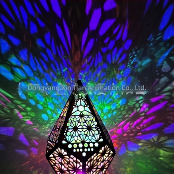 PolarStar LED projektor zvjezdanog neba, drveni okvir u obliku dijamanta, boemski stil, stojeća lampa