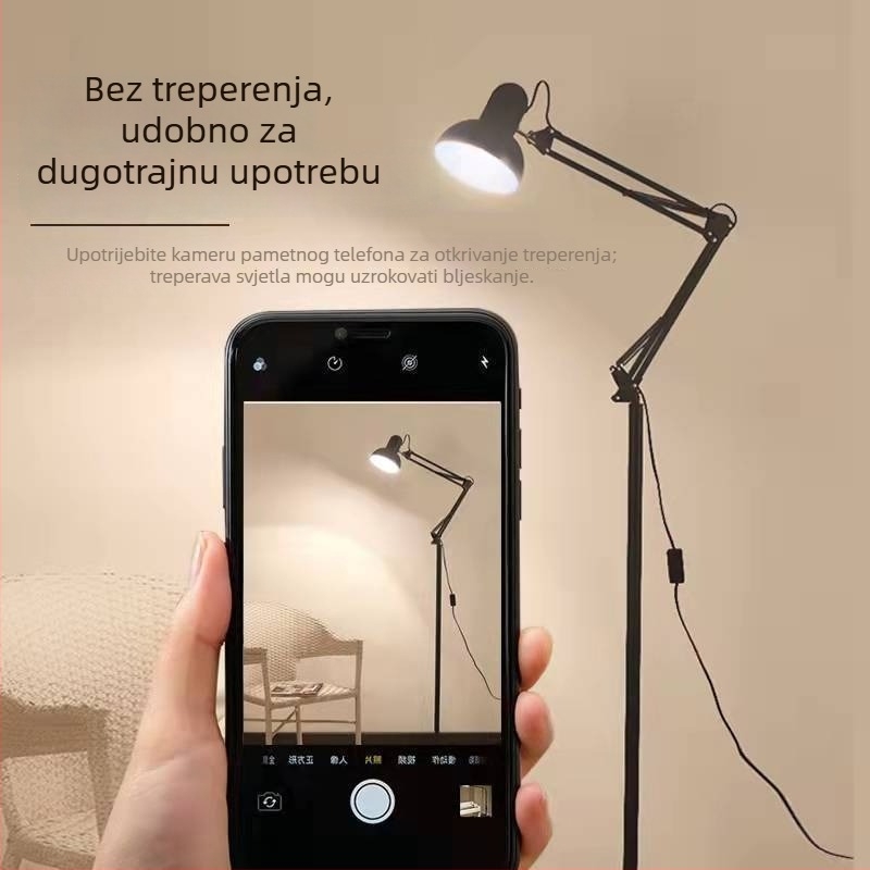 Ultra svijetla podna svjetiljka s zaštitom očiju, retro vertikalni dizajn za dnevni boravak i spavaću sobu, dugi sklopivi ram, napajanje preko utičnice
