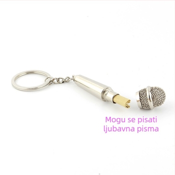 Personalizirani metalni privjesak za ključeve s mikrofonom, vlas­taita gravura, poklon