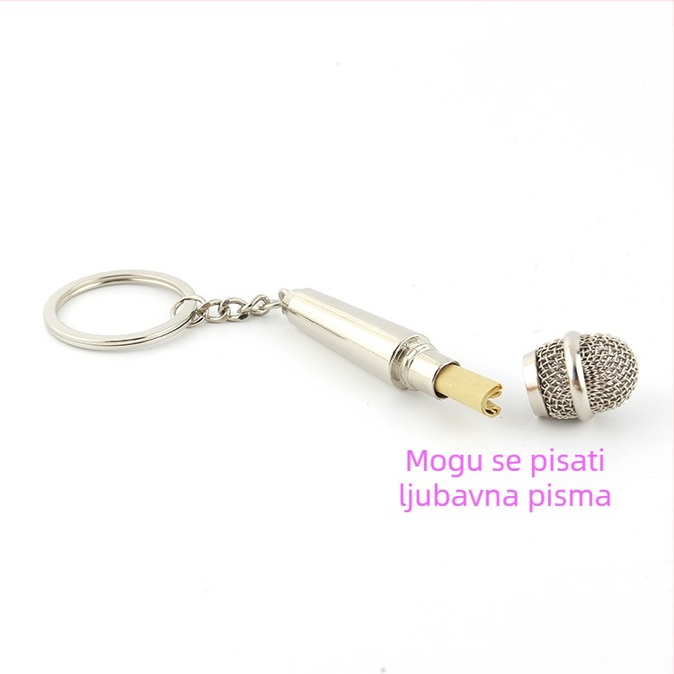 Personalizirani metalni privjesak za ključeve s mikrofonom, vlas­taita gravura, poklon