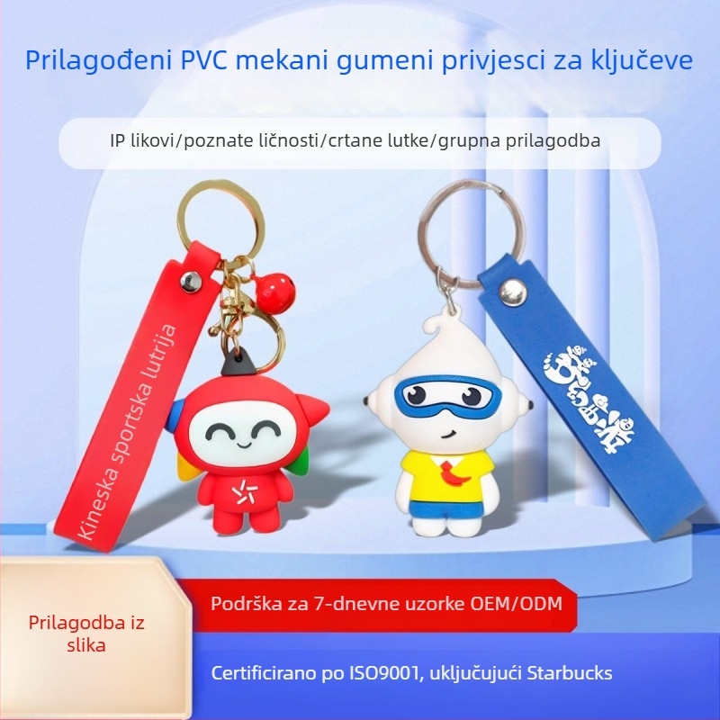 Prilagođeni PVC privjesak za ključeve s fotografijama, silikonska karikatura