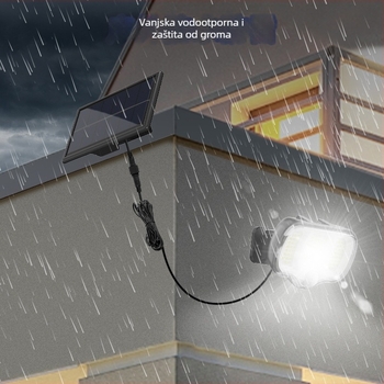 Solarna vanjska zidna svjetiljka s PIR senzorom, IPX5 vodootporna, LED 3.2W, moderna vrtna svjetiljka