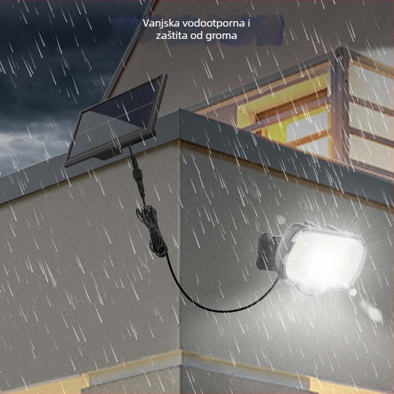 Solarna vanjska zidna svjetiljka s PIR senzorom, IPX5 vodootporna, LED 3.2W, moderna vrtna svjetiljka