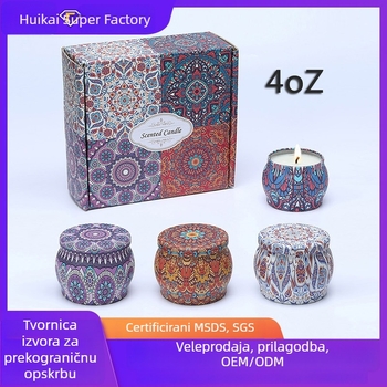 Aromaterapijska svijeća od sojinog voska s biljnim eteričnim uljima u božićnom poklon paketu