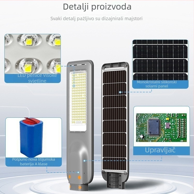 ABS solarna integrirana vanjska ulična svjetiljka, IP67 vodootporna LED rasvjeta za ruralne ceste u Africi i Jugoistočnoj Aziji