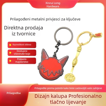 Prilagođeni metalni privjesak za ključeve s crtanim dizajnom, bojano, od cinkove legure — idealan dar za godišnjicu tvrtkama i školama