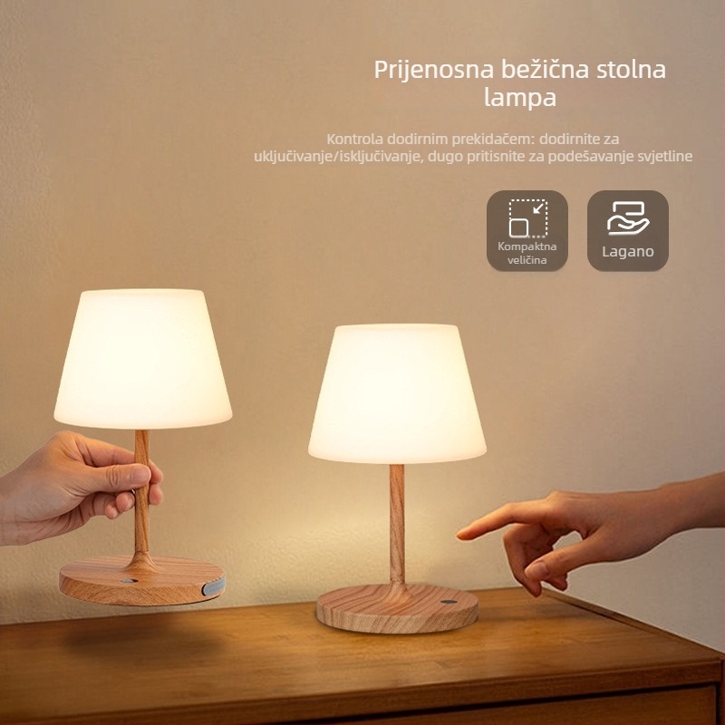 Vodootporna stolna lampa za punjenje — ambijentalno osvjetljenje i noćna svjetiljka; dvostruka upotreba za spavaću sobu, blagovaonu i dnevni boravak