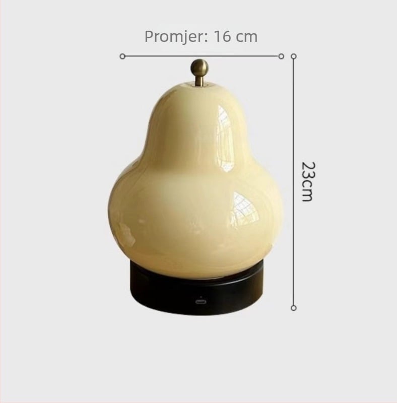 Franco stil stolna lampa krem boje u obliku kruške, s mogućnošću punjenja, prijenosno ambijentalno noćno svjetlo za dnevni boravak.