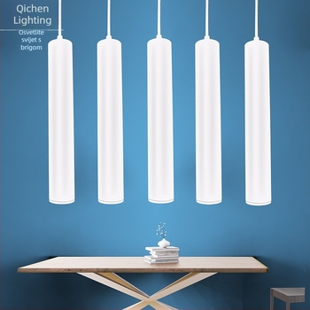 Okrugli cilindrični LED viseći luster za restorane i barove, crne boje, minimalistički stil, 12W, s jednim izvorom svjetla, prilagodljiv dizajn