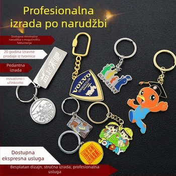 Metalni ključni lanac s dizajnom karikature, svijetli luksuzni stil, školska kultura i kreativna tema, božićni dar