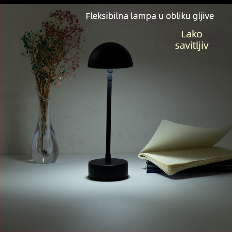 Metalna stolna lampa u obliku gljive s USB punjenjem – moderan dizajn za spavaću sobu, dnevni boravak i bar