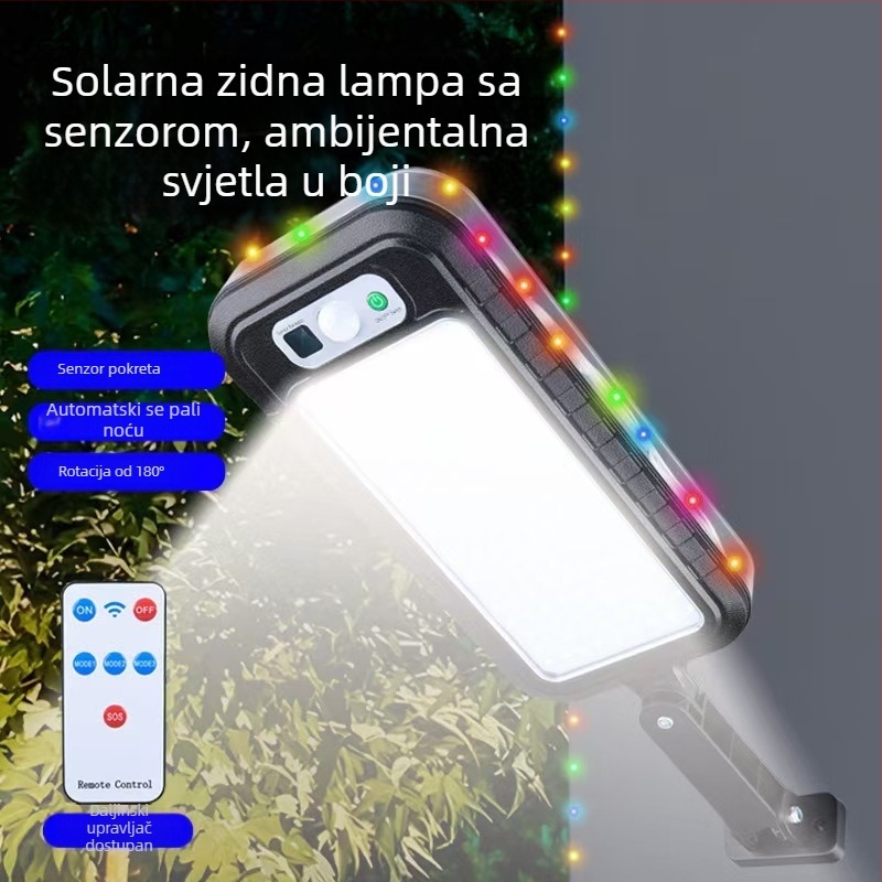 Solarna vanjska zidna svjetiljka sa senzorom pokreta za osvjetljenje vrta, dvorišta i vile