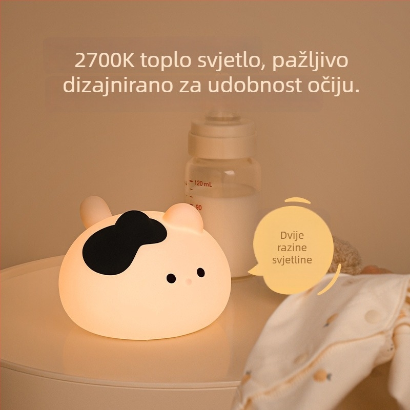 MUID Tuanzi mačja noćna lampica, punjiva, zaštita očiju, za dojenje djeteta, slatka silikon noćna lampica za noćni ormarić