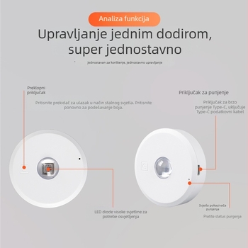 RGB bežično svjetlo za ormare – LED disk svjetlo, baterijsko napajanje, kuhinja i ormar, noćna svjetiljka