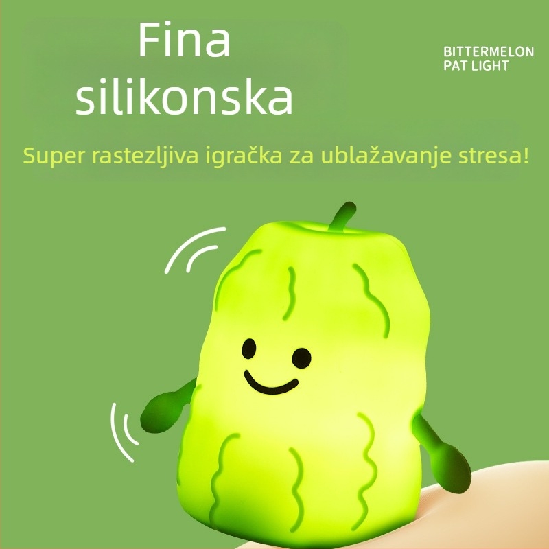 Silikonska noćna lampica u obliku gorke dinje, slatka igračka za smanjenje stresa djece, pratitelj za san