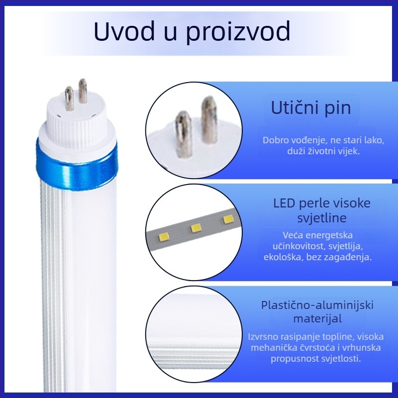 Energetski učinkovita aluminijsko-plastična kružna T8 LED cijev, duljine 0,6–1,2 m, visoka svjetlost za industrijsko osvjetljenje