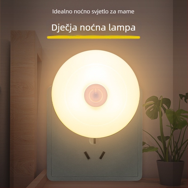 LED noćna lampica za spavaću sobu — lampica na noćnom ormariću s zaštitom očiju i prekidačem na tipku