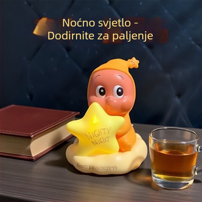 Slatka zvjezdasta lampa u crtano-stilu, punjiva dodirna noćna svjetiljka za dom