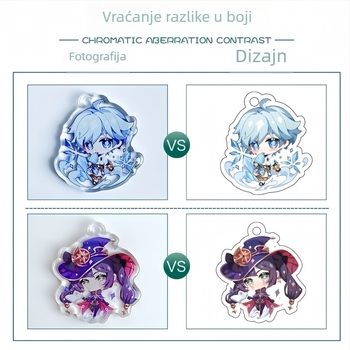 Ključni lanac od epoksidnog akrila, prilagođeni anime lik s postoljem i opružnim ljuljanjem, mali poklon privjesak