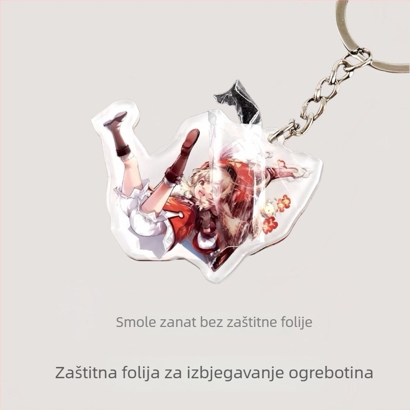 Ključni lanac od epoksidnog akrila, prilagođeni anime lik s postoljem i opružnim ljuljanjem, mali poklon privjesak