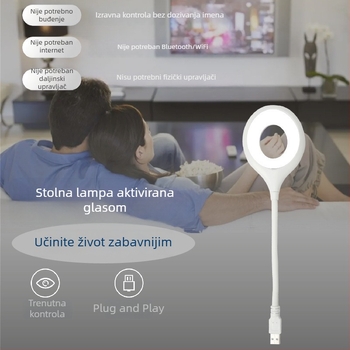 Trobojna inteligentna noćna lampica s glasovnim upravljanjem, USB napajanje, stolna lampa za spavaću sobu i dom, LED