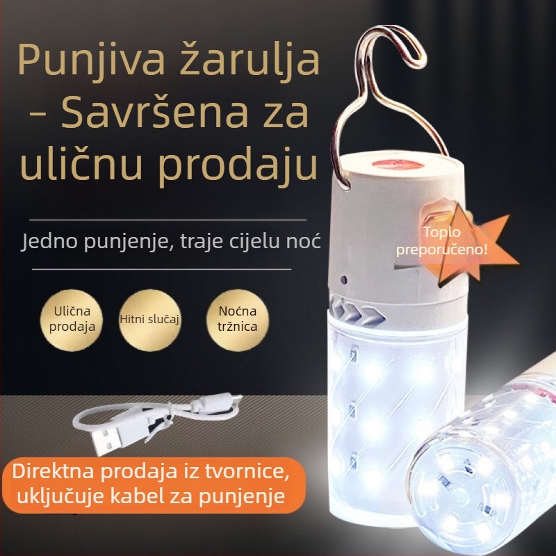 Visoko svijetla LED punjiva žarulja s kuka, kućno energetski štedljivo osvjetljenje, kukuruzna LED lampa, prijenosno pomoćno osvjetljenje
