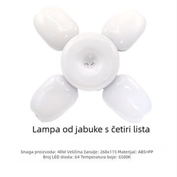 LED stropna lampa u obliku lista jabuke, sklopiva, 4 lista, E27, energetski učinkovita, za spavaću sobu i dnevni boravak