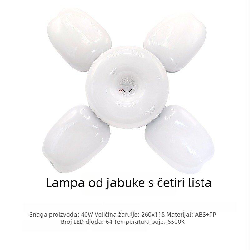 LED stropna lampa u obliku lista jabuke, sklopiva, 4 lista, E27, energetski učinkovita, za spavaću sobu i dnevni boravak