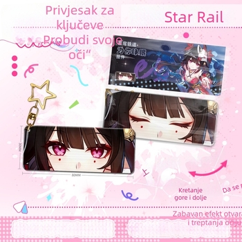 Akrilni privjesak s pokretnim očima i 3D lentikularnom kartom, ključ Star Rail Fireworks