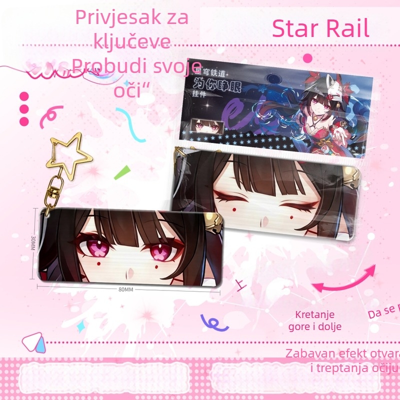 Akrilni privjesak s pokretnim očima i 3D lentikularnom kartom, ključ Star Rail Fireworks