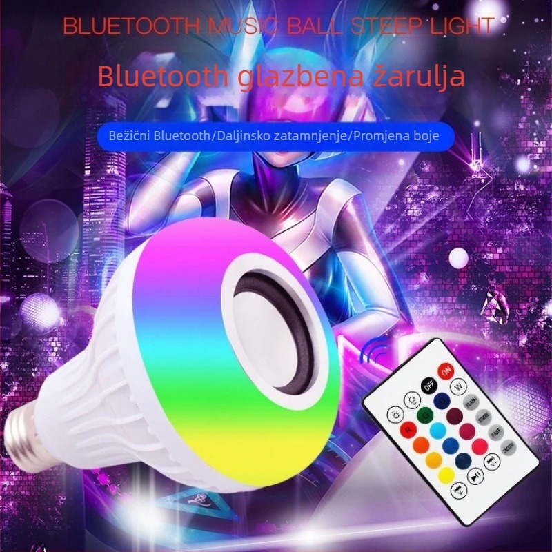 RGB Bluetooth LED žarulja s bojom osvjetljenja, stropna lampa s bežičnim daljinskim upravljačem i ugrađenim zvučnikom